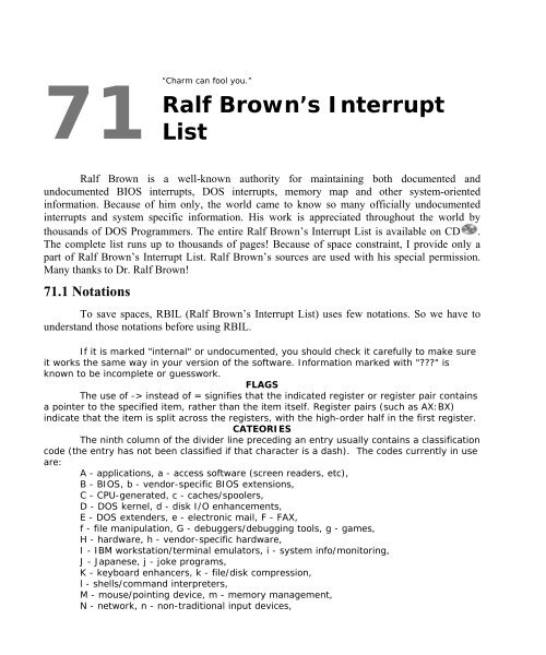 A to Z of C :: 71. Ralf Brown's Interrupt List (1/3)