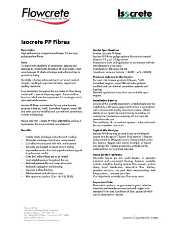 Isocrete PP Fibres - PP Screeds