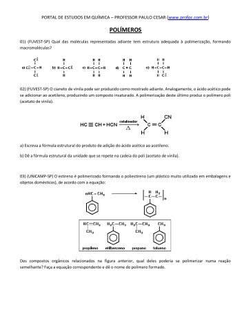POLÍMEROS - Portal de Estudos em Química