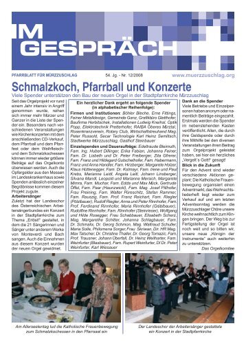 Schmalzkoch, Pfarrball und Konzerte - Katholische Kirche Steiermark