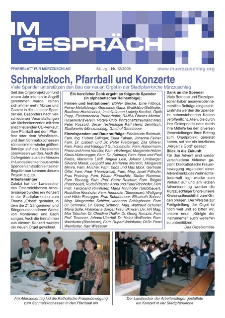 Schmalzkoch, Pfarrball und Konzerte - Katholische Kirche Steiermark