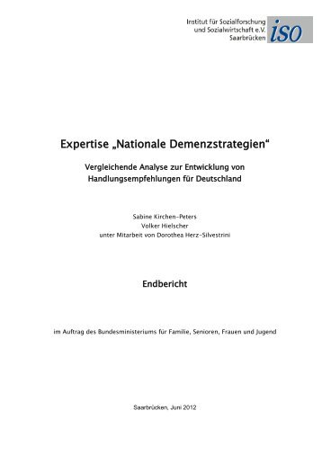 Nationale Demenzstrategien - Institut für Sozialforschung und ...