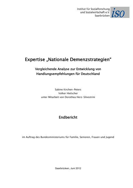 Nationale Demenzstrategien - Institut für Sozialforschung und ...