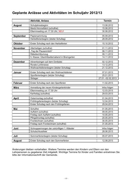 Stundenplan Unterstufe Schuljahr 2012/2013 - page screenshot of ...