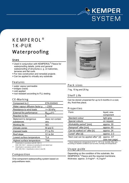 KEMPEROL® 1K-PUR Waterproofing - KEMPER SYSTEM