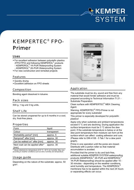 KEMPEROL® 1K-PUR Waterproofing - KEMPER SYSTEM