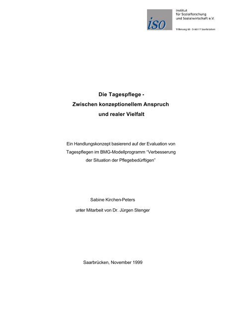 Die Tagespflege - Zwischen konzeptionellem Anspruch und realer ...