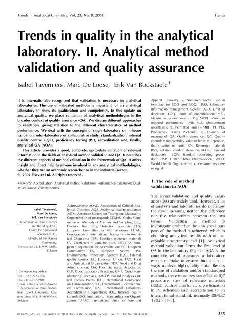 Trends in quality in the analytical laboratory. II ... - Pfigueiredo.org