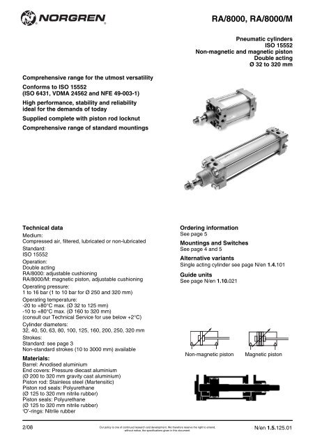 RA/8000, RA/8000/M - Norgren Pneumatics. Motion Control ...