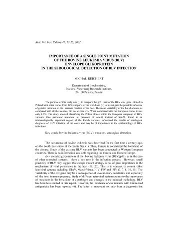 importance of a single point mutation of the bovine leukemia virus (blv)