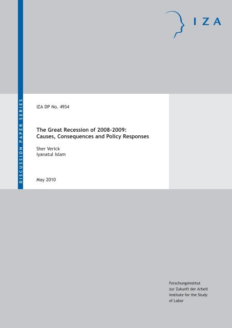 The Great Recession of 2008-2009: Causes ... - Index of - IZA