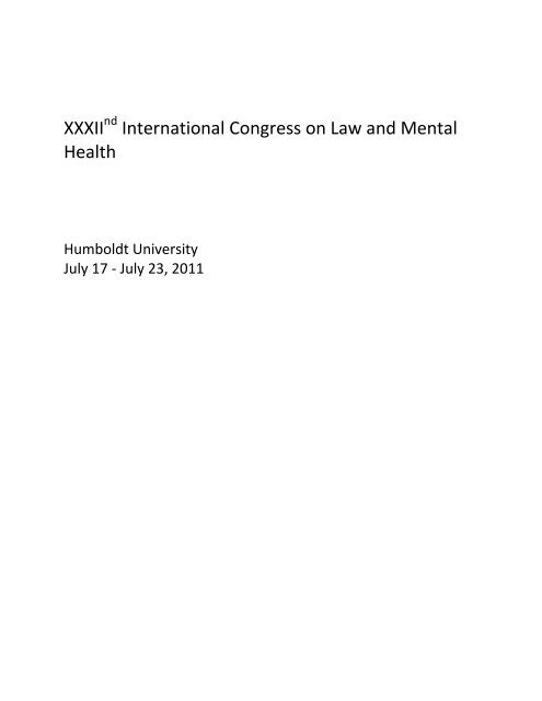 Program Book of the XXXIInd International International Academy  