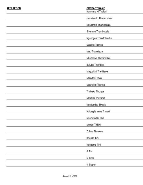 Appendix 1 - List of Interested and Affected Parties