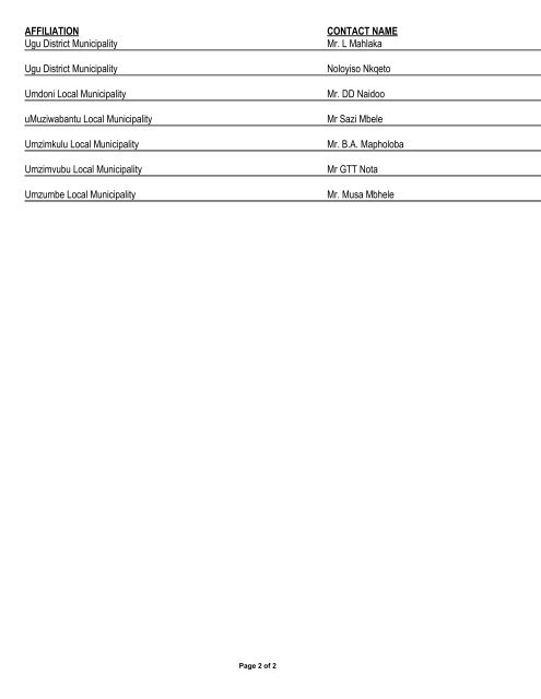 Appendix 1 - List of Interested and Affected Parties