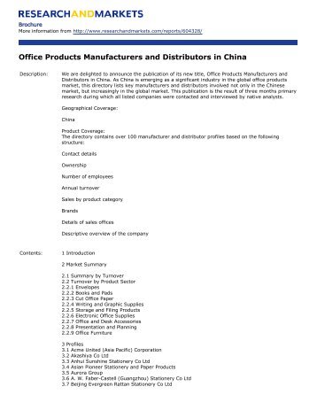 Office Products Manufacturers and Distributors in China