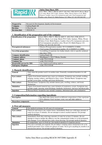 1 Safety Data Sheet according REACH 1907/2006 Appendix II 1 ...