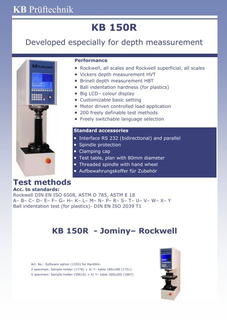 3000 Standalone - KB-Prüftechnik