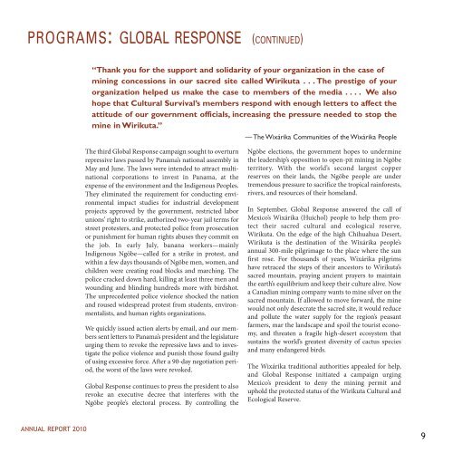 Annual Report 2010 - Cultural Survival