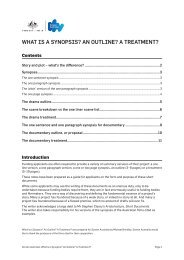What IS a SYNOPSIS? aN OUtLINE? a tREatMENt - Screen Australia