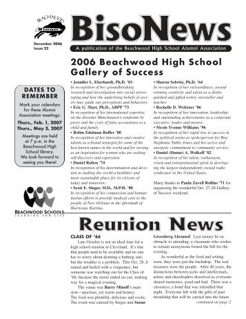 2006 Beachwood High School Gallery of Success - Beachwood City ...