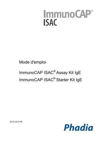 Mode d'emploi ImmunoCAP ISAC Assay Kit IgE ... - Phadia