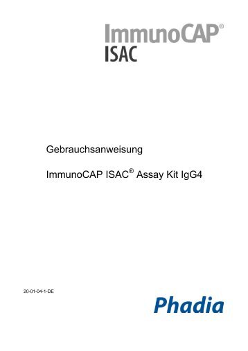 Gebrauchsanweisung ImmunoCAP ISAC Assay Kit IgG4 - Phadia
