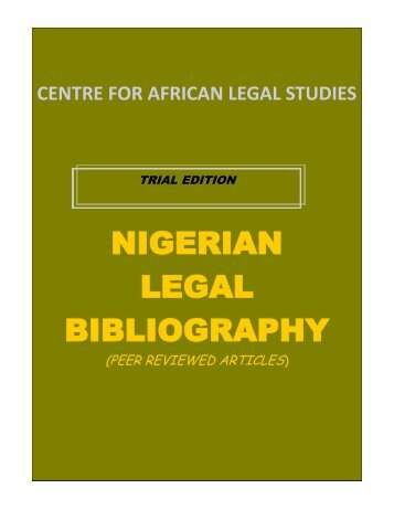 NIGERIAN LEGAL BIBLIOGRAPHY - Library