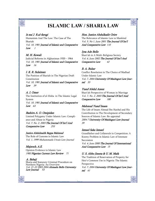 NIGERIAN LEGAL BIBLIOGRAPHY - Library