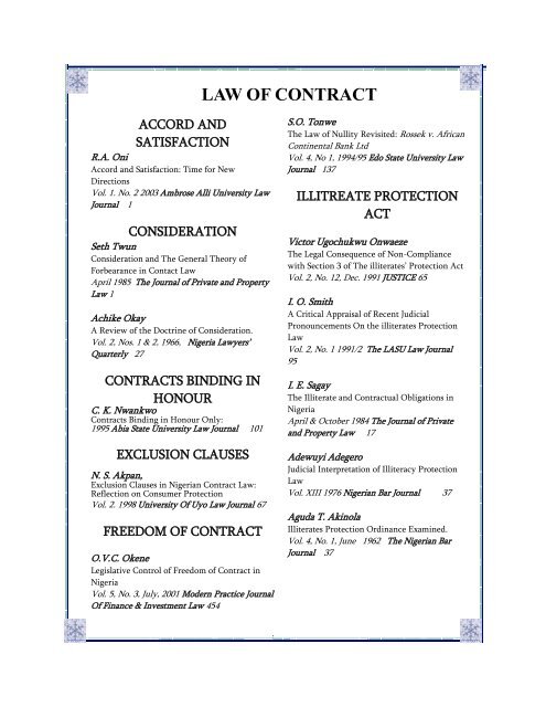 NIGERIAN LEGAL BIBLIOGRAPHY - Library