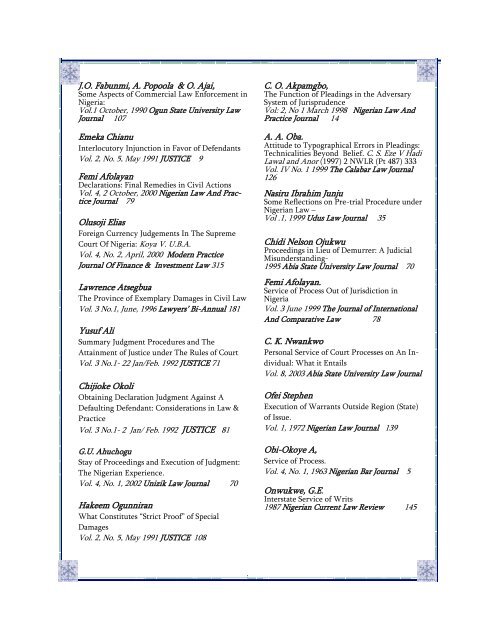 NIGERIAN LEGAL BIBLIOGRAPHY - Library