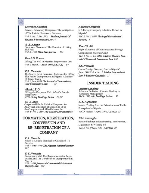 NIGERIAN LEGAL BIBLIOGRAPHY - Library