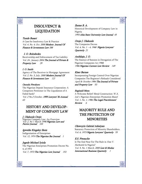 NIGERIAN LEGAL BIBLIOGRAPHY - Library