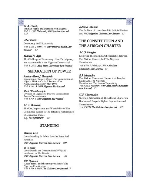 NIGERIAN LEGAL BIBLIOGRAPHY - Library