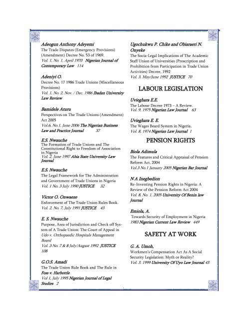 NIGERIAN LEGAL BIBLIOGRAPHY - Library