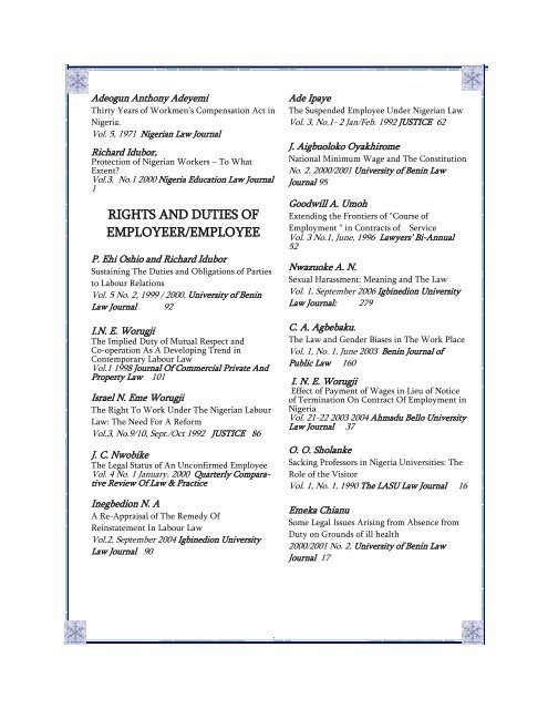 NIGERIAN LEGAL BIBLIOGRAPHY - Library