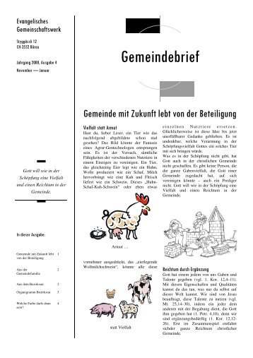 Gemeinde mit Zukunft – Von der Betreuung zur ... - im EGW Bärau