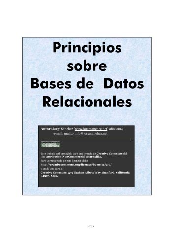 Principios sobre Bases de Datos Relacionales - Jorge Sanchez