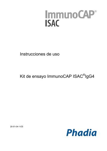 Instrucciones de uso Kit de ensayo ImmunoCAP ISAC IgG4 - Phadia