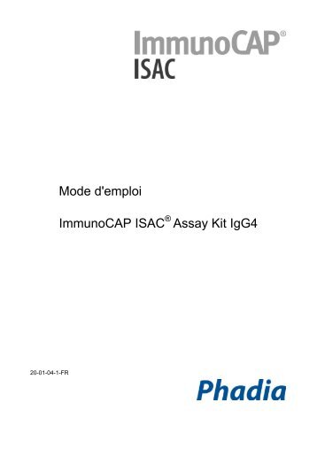 Mode d'emploi ImmunoCAP ISAC Assay Kit IgG4 - Phadia