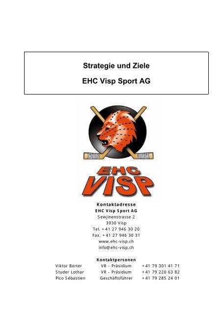 Strategie und Ziele EHC Visp Sport AG