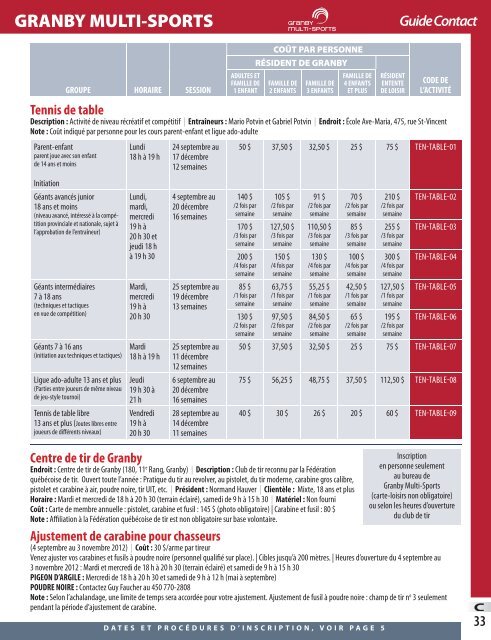 Guide Contact - Ville de Granby