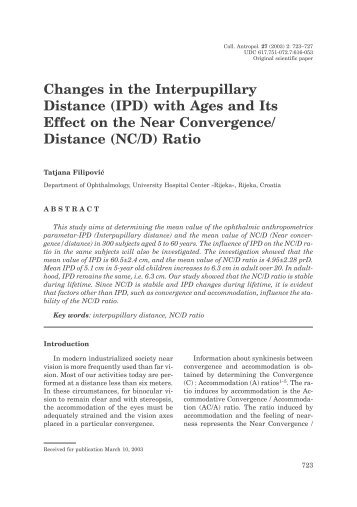 Changes in the Interpupillary Distance (IPD) with Ages and Its Effect ...