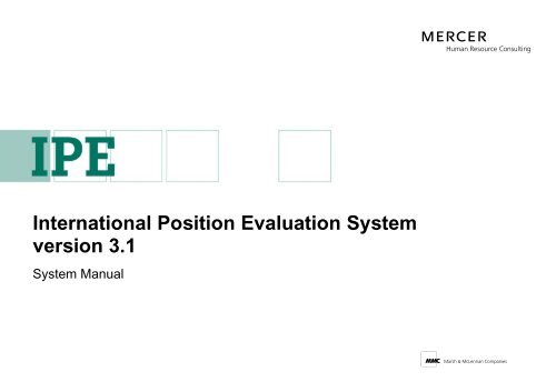 International Position Evaluation System version 3.1 - Mercer eIPE