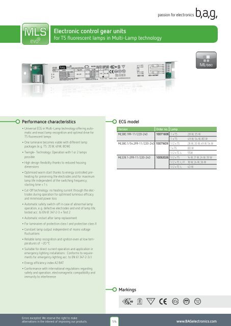 Electronic control gear units - BAGelectronics.com