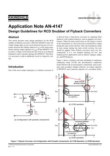 AN-4147 — Design Guidelines for RCD Snubber of - Fairchild ...