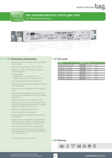 Datenblatt_BCS Primus T8 (111009).indd - BAGelectronics.com