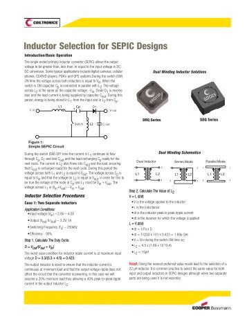 SEPIC Design Inductor Application Guide - Cooper Industries