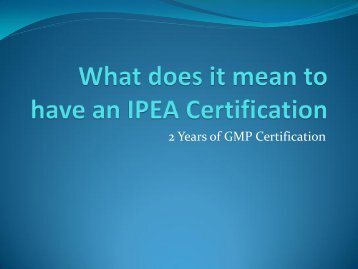 What does it mean to have an IPEA Certification - IPEC-Americas
