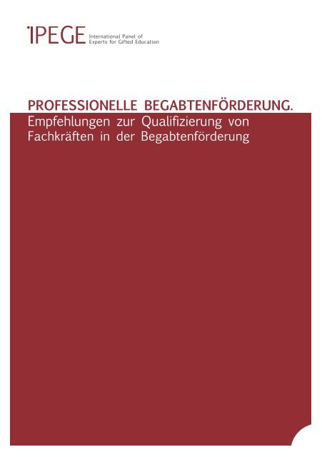 Professionelle BegaBtenförderung. Empfehlungen zur ... - Das ÖZBF