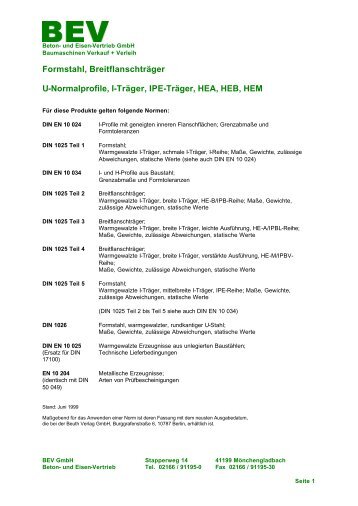 Formstahl, Breitflanschträger U-Normalprofile, I-Träger, IPE - CAD.de